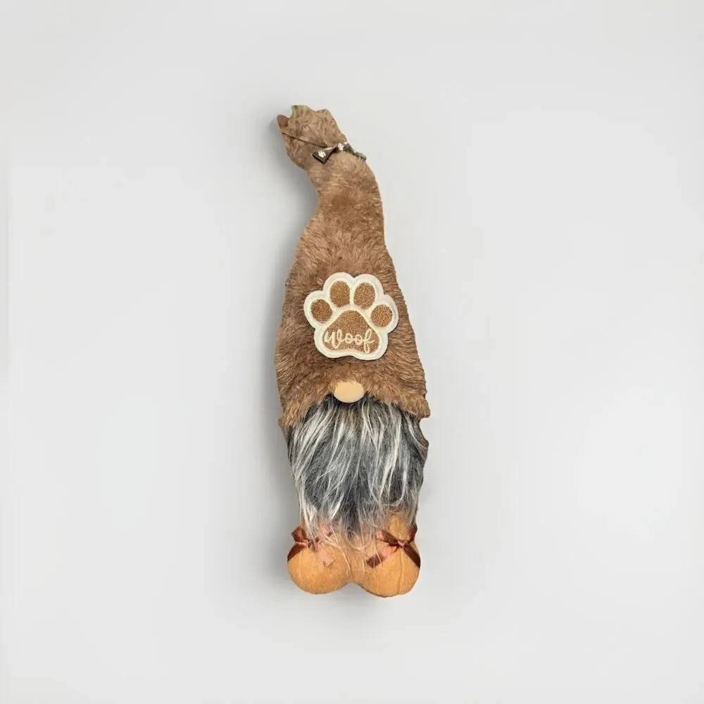 Gnome Dog Theme Gnome With Paw print Bow Soft Standing 15”